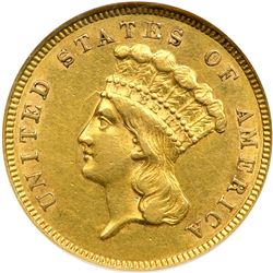1859 $3 Gold NGC AU50