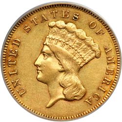 1861 $3 Gold PCGS AU53