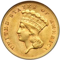 1878 $3 Gold PCGS AU58