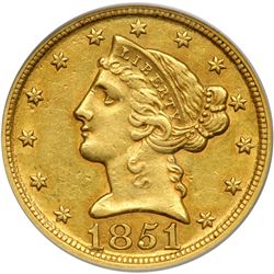 1851-D $5 Liberty