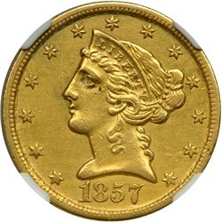 1857-C $5 Liberty
