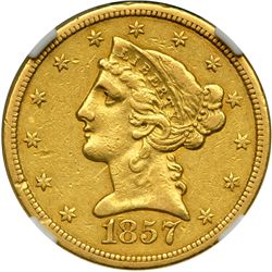 1857-O $5 Liberty