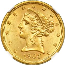 1904 $5 Liberty NGC MS64