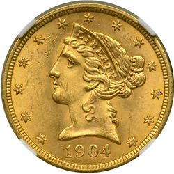 1904 $5 Liberty NGC MS63