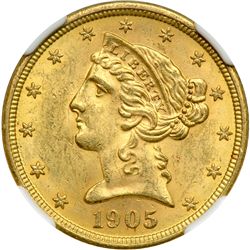 1905 $5 Liberty NGC MS63