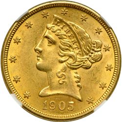 1905 $5 Liberty NGC MS62