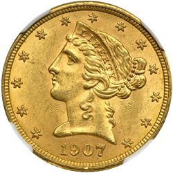 1907-D $5 Liberty NGC MS63