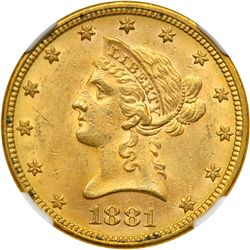 1881 $10 Liberty NGC MS63