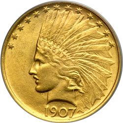1907 $10 Indian. No Periods