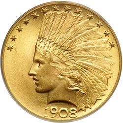 1908 $10 Indian. Motto