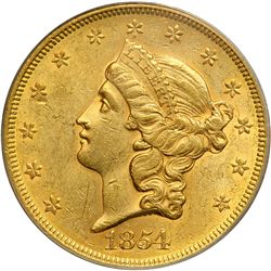 1854 $20 Liberty. Sm Date