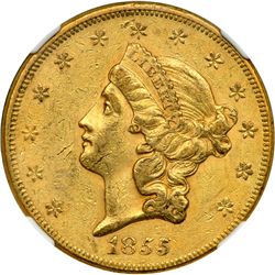 1855 $20 Liberty NGC AU55
