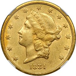 1884-CC $20 Liberty NGC AU58