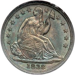 1838 Liberty Seated H10C NGC MS65