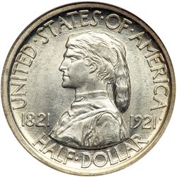 1921 Missouri 50C, No 2 x 4 NGC MS65