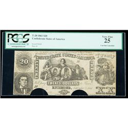 T-20 1861 $20. PCGS Very Fine 25 COC