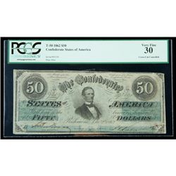 T-50 1862 $50. PCGS Very Fine 30, CC Cancelled