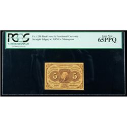 1862, 5c Fractional Currency. First Issue, straight edg
