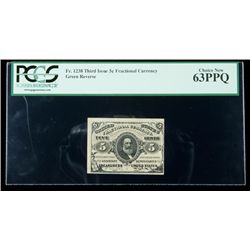 1864, 5c Fractional Currency. Third Issue, green revers
