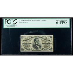 1864, 25c Fractional Currency. Third Issue, green rever