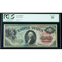 1869, $1 United States Note. PCGS Very Fine 30