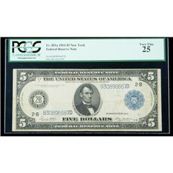 1914, $5 Federal Reserve Note. PCGS Very Fine 25