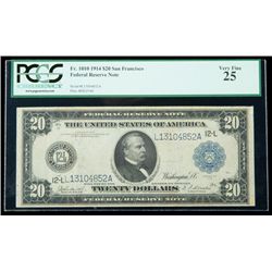 1914, $20 Federal Reserve Note. PCGS Very Fine 25