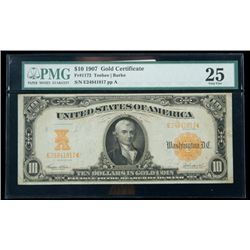 1907, $10 Gold Certificate. PMG Very Fine 25