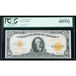 1922, $10 Gold Certificate. PCGS Extremely Fine 40PPQ