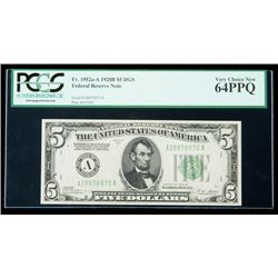 1928-B, $5 Federal Reserve Note. DGS. PCGS Very Choice