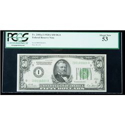 1928-A, $50 Federal Reserve Note. DGS. PCGS About New 5