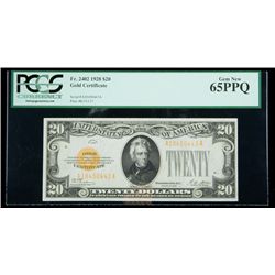 1928, $20 Gold Certificate. PCGS Gem New 65PPQ