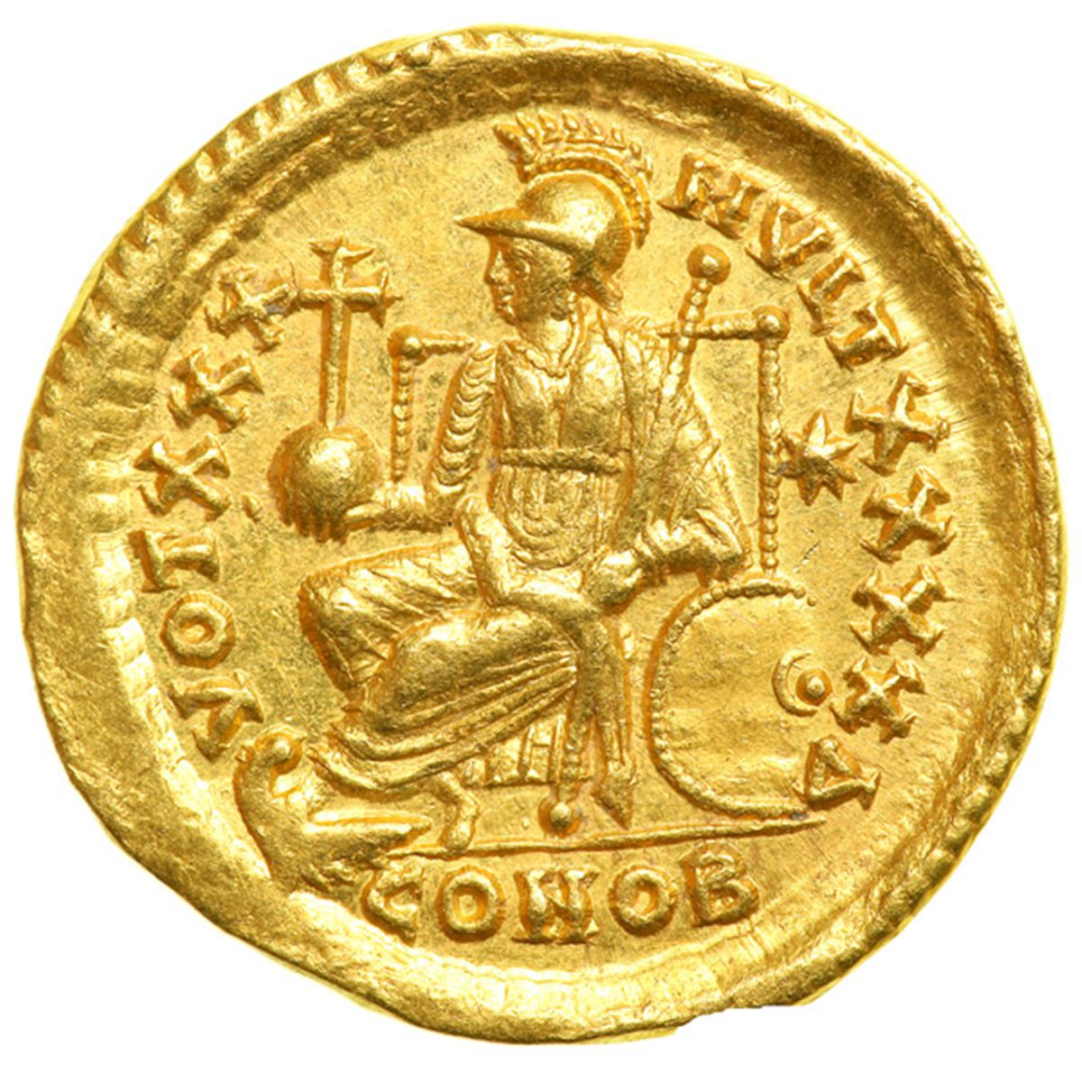 Theodosius II, AD 402450. Gold Solidus (4.36 g) minted at
