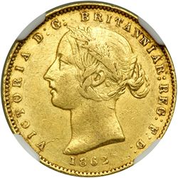 Australia. 1/2 Sovereign, 1862 (Sydney). NGC EF45