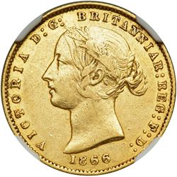 Australia. 1/2 Sovereign, 1866 (Sydney). NGC EF45