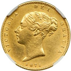 Australia. 1/2 Sovereign, 1871-S. NGC AU