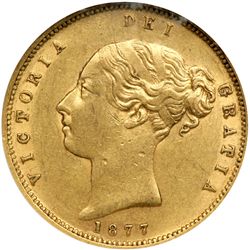 Australia. 1/2 Sovereign, 1877-M. NGC EF45