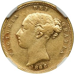 Australia. 1/2 Sovereign, 1886-M. NGC AU