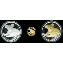 Australia. Three Piece Koala Gold and Silver Set, 2009. PF