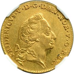 Denmark. Ducat, 1759-VH W. NGC AU55