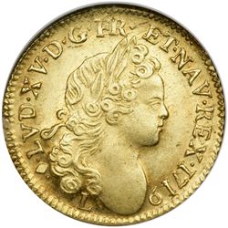 France. 1 Louis d' or, 1719-L (Bayonne). NGC AU58