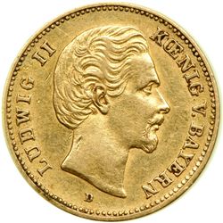 German States - Bavaria. 5 Marks, 1877-D. VF