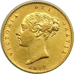 Great Britain. 1/2 Sovereign, 1867. VF-EF