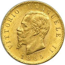 Italy. 20 Lire, 1865-T BN. AU