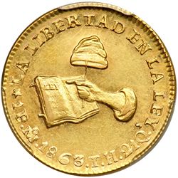 Mexico. Escudo, 1863-Mo TH. PCGS AU58