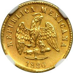 Mexico. Peso, 1880/70 Mo M. NGC AU