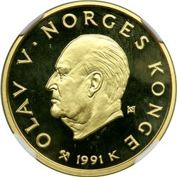 Norway. 1500 Kroner, 1991. NGC PF69