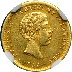 Portugal. 1000 Reis, 1855. NGC AU53