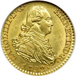 Spain. Escudo, 1792-MF (Madrid). NGC MS62