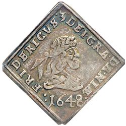 Denmark. 1/4 Speciedaler Klippe, 1648. NGC VF30
